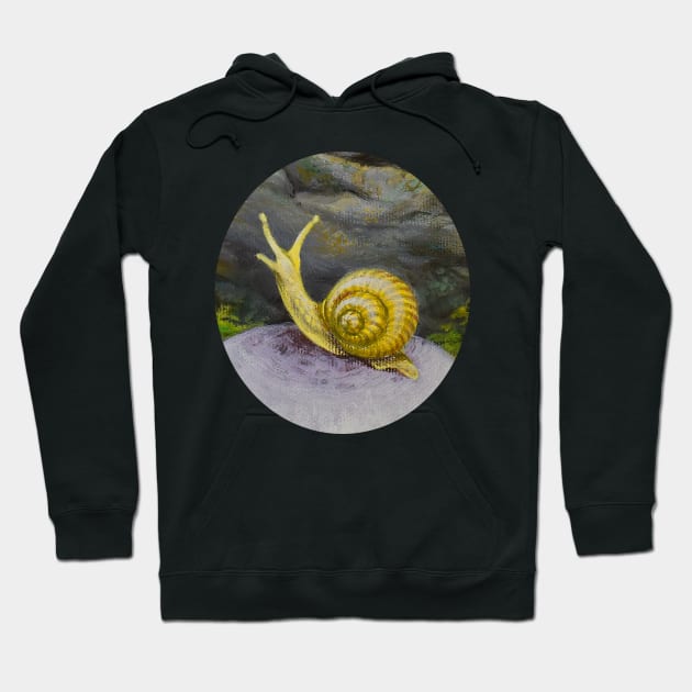 Painted Yellow Snail Moves Through Life Slowly Hoodie by AnimalWhimsy